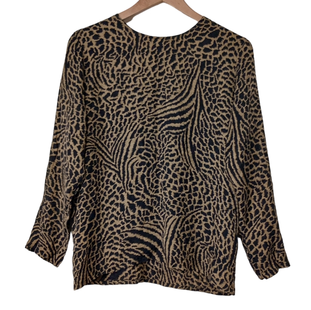Vintage Yves Saint Laurent encore mixed leopard zebra print long sleeve blouse